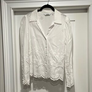 White Button Down Eyelet Shirt
